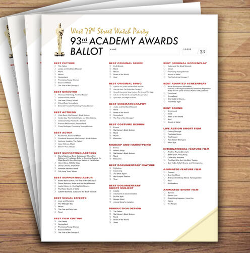 Oscars Ballot